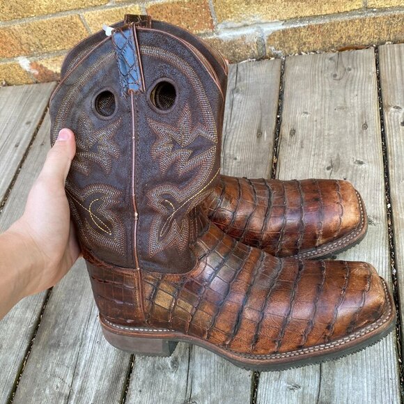 Double-H Boots Men's Size 8.5 Wide Roper Western Cowboy Leather Designer Boot - Picture 7 of 13